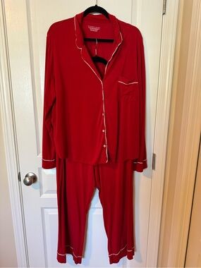Victoria's Secret Red Pajama Set with White Piping